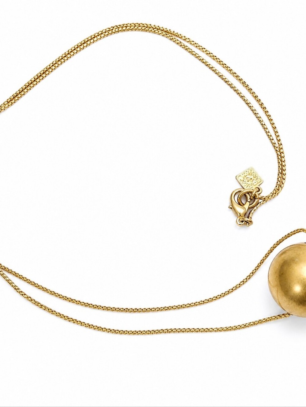VTG Anne Klein Gold Tone Large Ball Pendant Necklace Anne Klein  Designer Jewelr